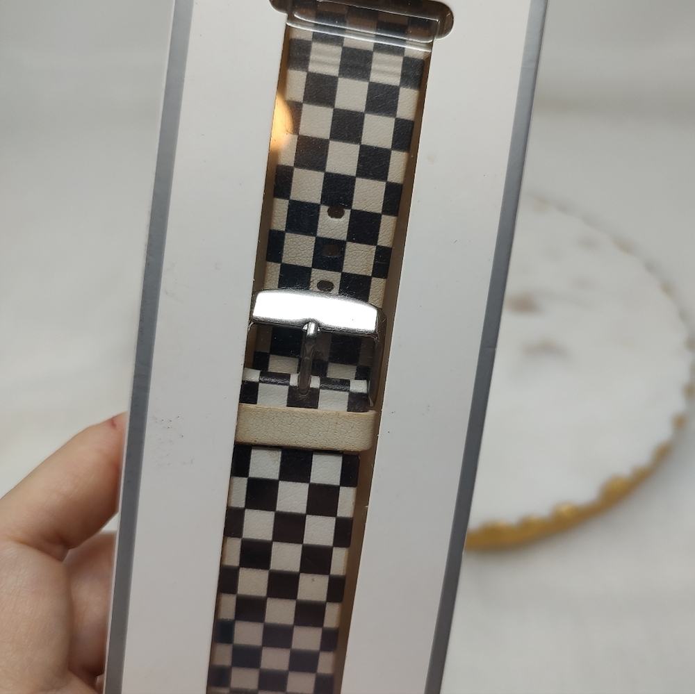 Checkered Black and White Watch Band - Picture 3 of 5